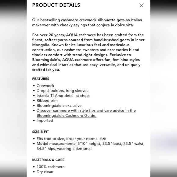 NWT Aqua Cashmere Sweater Bright Hot Pink Ti Amo Heart Crew Neck Size S - Picture 10 of 10